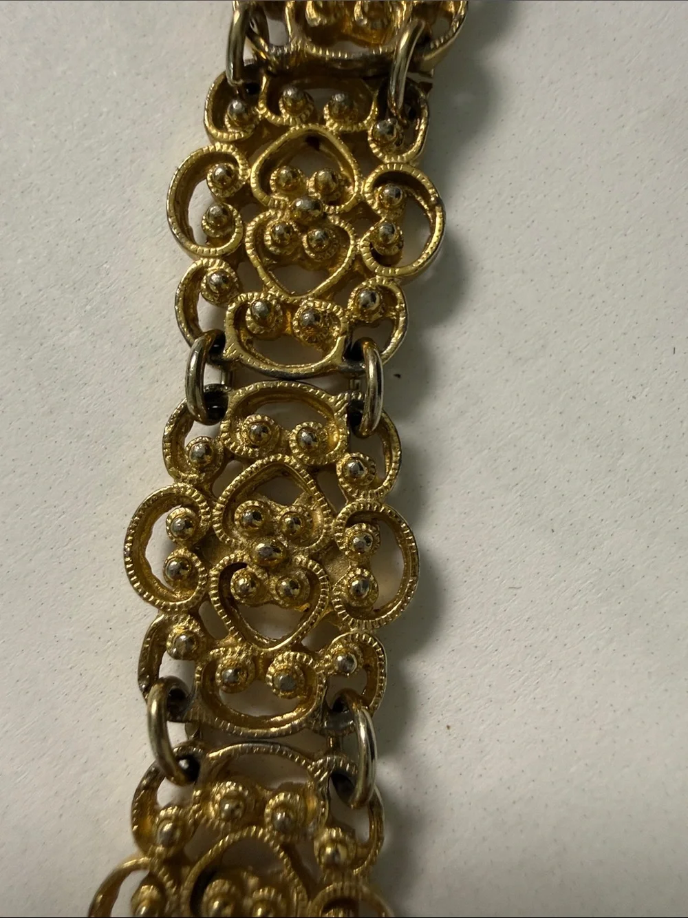 Vintage Gold Filigree Bracelet and Drop Earrings Set - Elegant Women's Jewelry